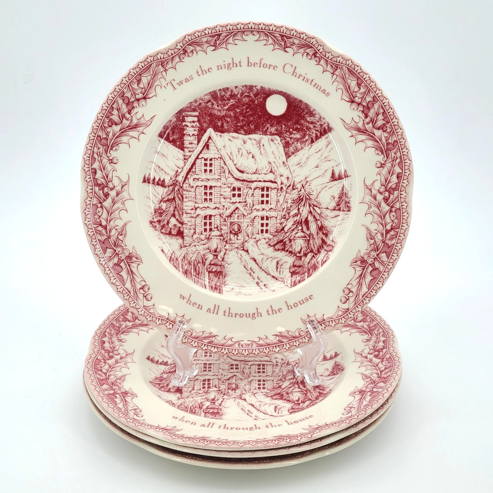 Noble Excellence Twas the Night Before Christmas Set of 4 Dinner Plates 10 1/2"